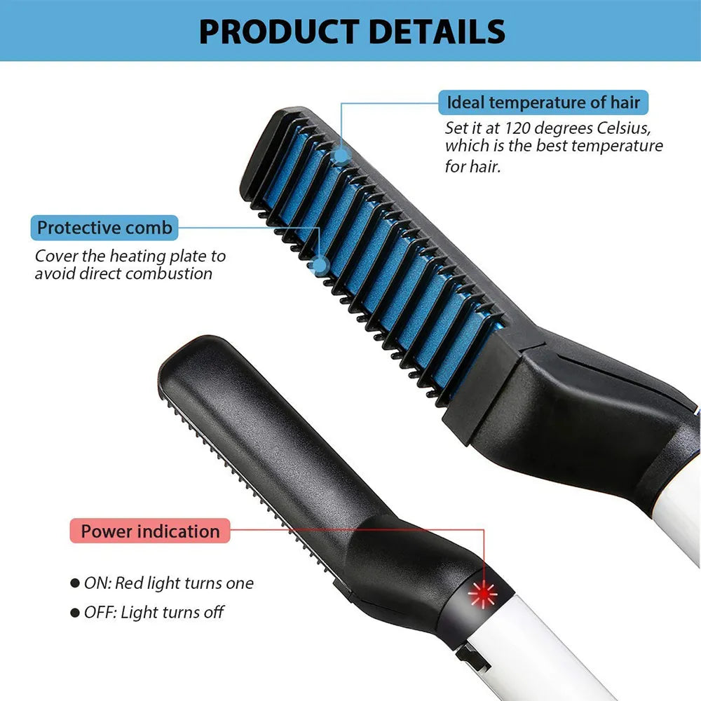 10W Electric Beard Hair Straightener with Ceramic Heating Plate