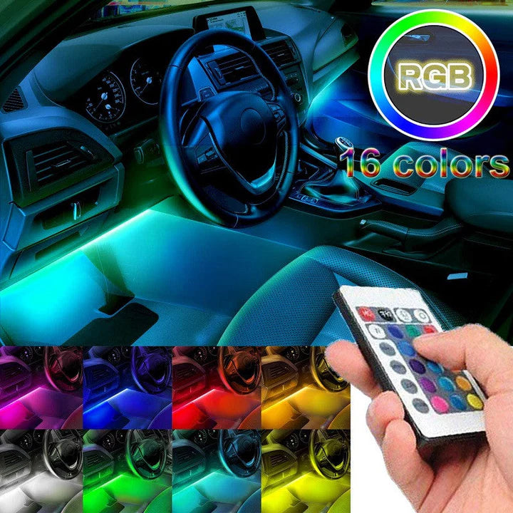 Car RGB 4 Pcs Waterproof Led Light Strip Remote or Bluetooth Control