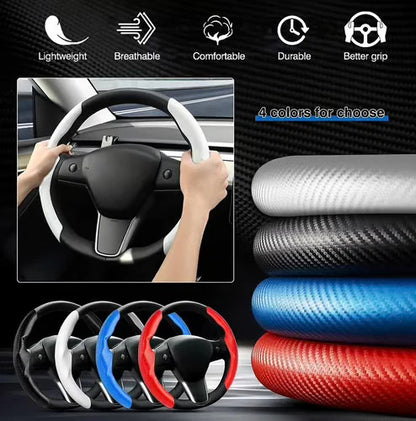 Car carbon fiber steering wheel cover non slips