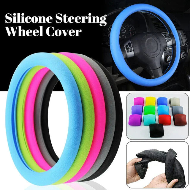 Solid Color Silicone Car Steering Wheel Protective Cover