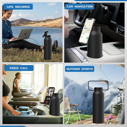 Insulated Water Bottle with Magnetic Phone Holder | Stainless Steel Tumbler