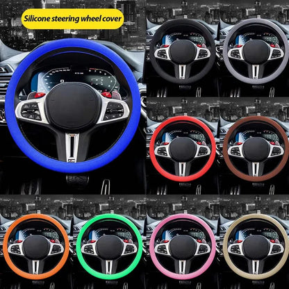 Solid Color Silicone Car Steering Wheel Protective Cover